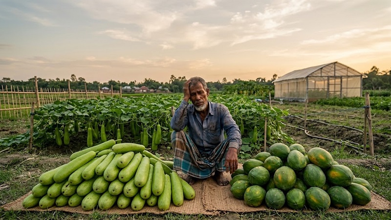 ২৫ পয়সায় এক লাউ, পেঁপের কেজি ৩ টাকা